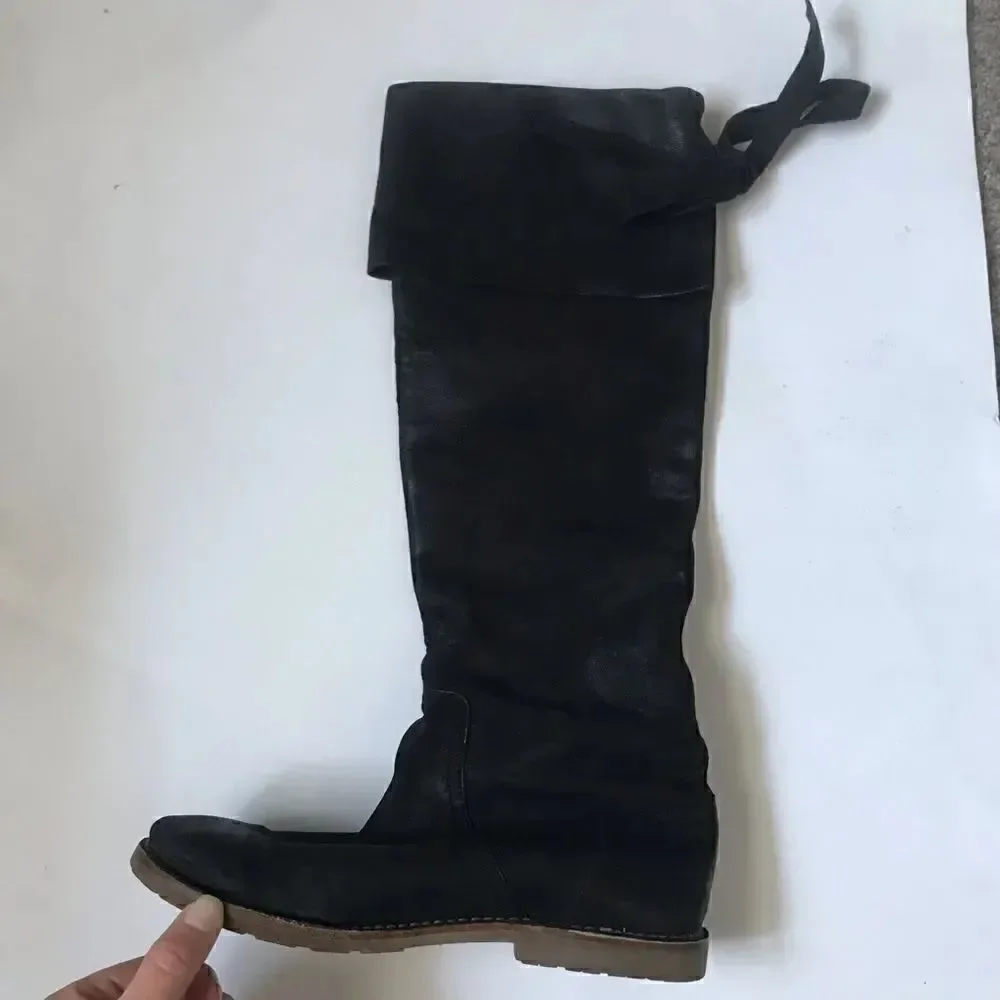 Frye Celia over the knee black leather boots NWOT